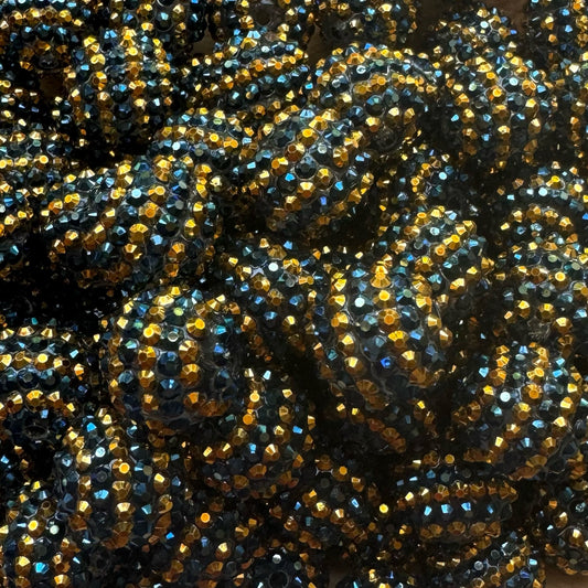 20mm Striped Rhinestone Bead