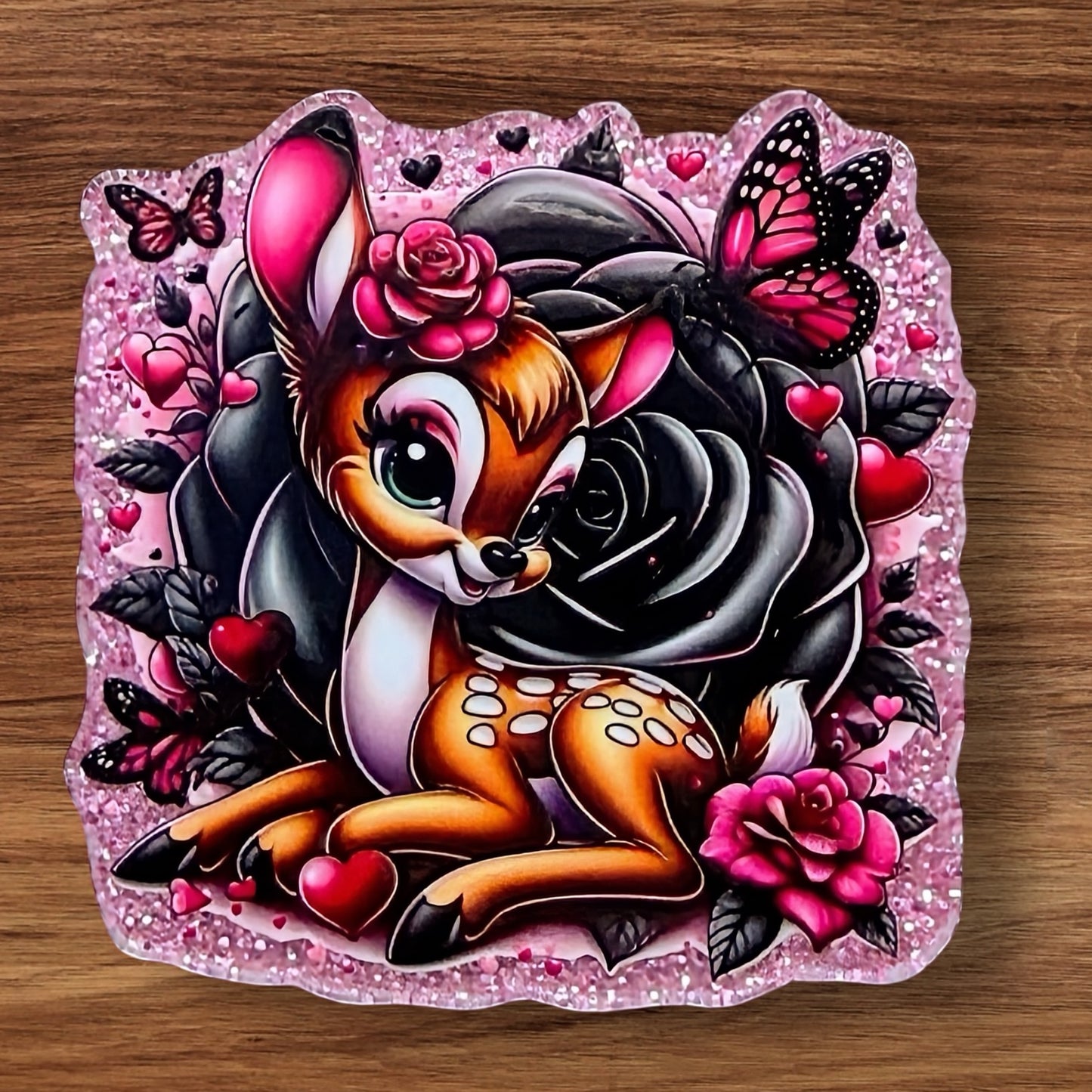 Cute Deer With Butterfly Acrylic Flatback