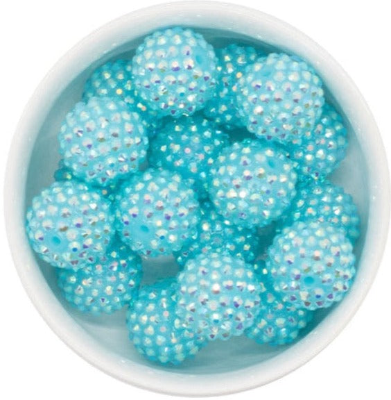 20mm Aqua Blue Rhinestone Acrylic Bead