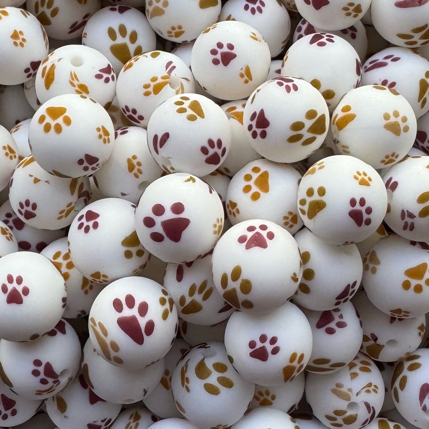 15mm Paw Print Silicone Bead