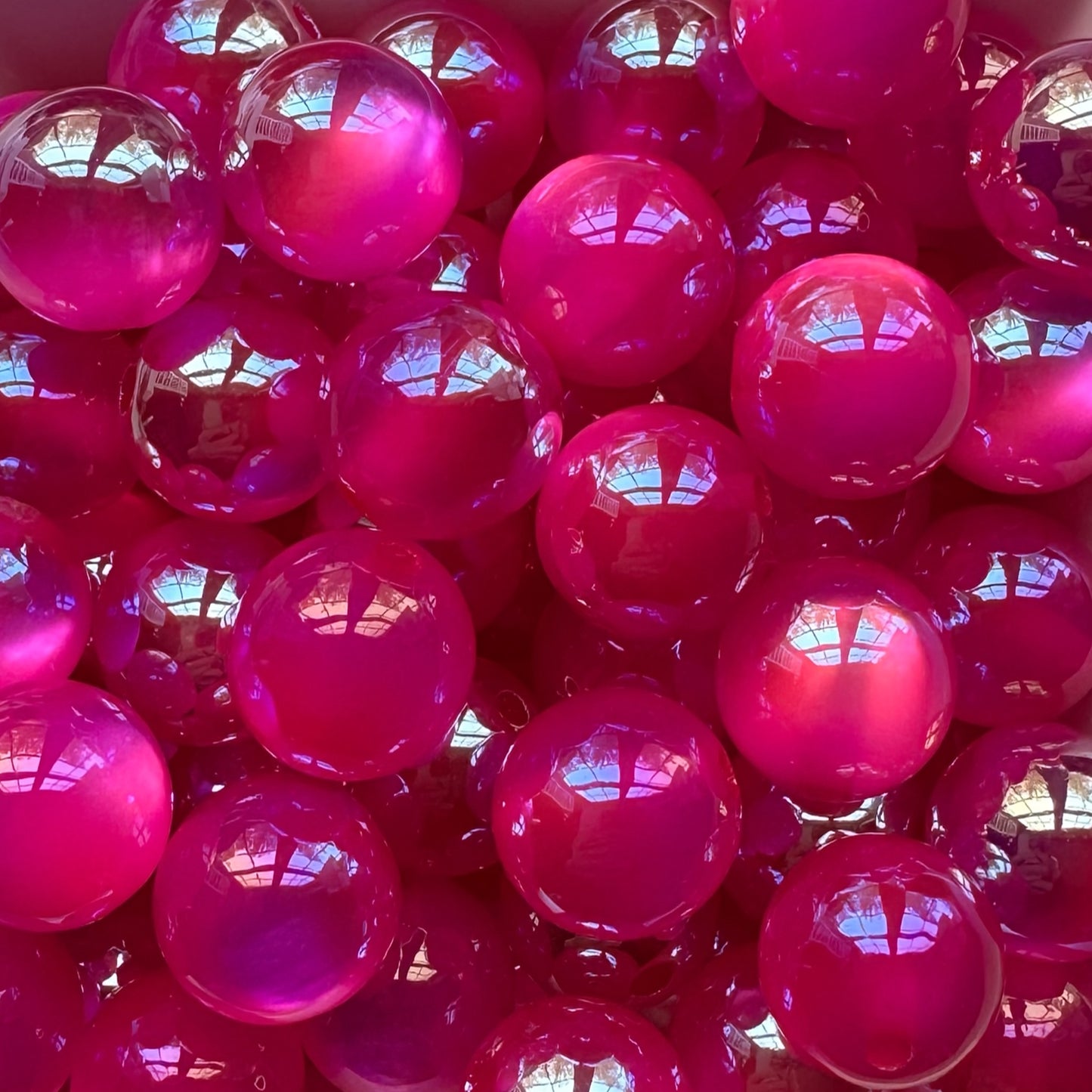 16mm Hot Pink Cats Eye Glitter Acrylic Bead
