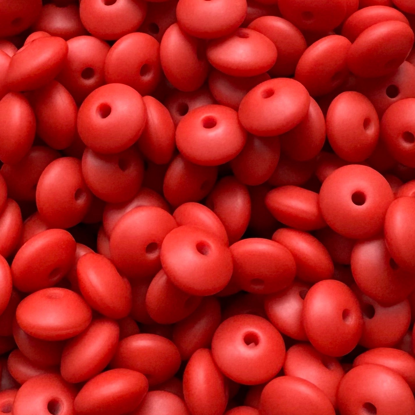 12mm Mandarin Red Silicone Lentil Bead