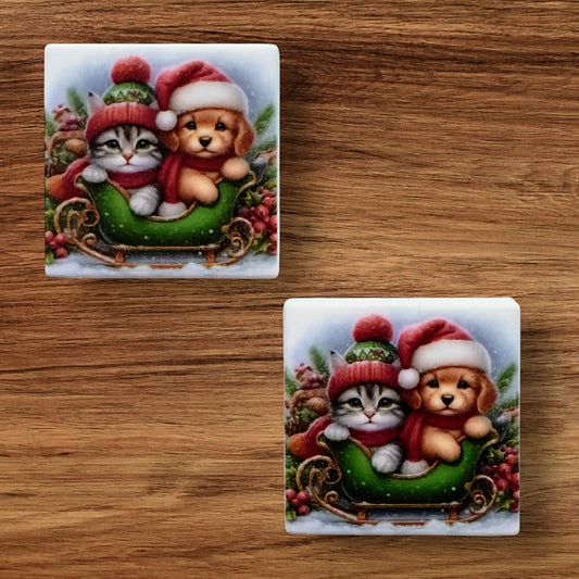 Cat & Dog In Sleigh Focal (Custom)