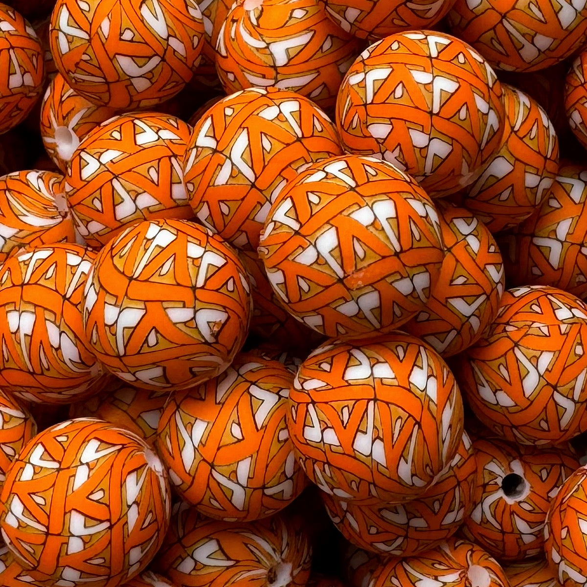 15mm Construction Orange Silicone Bead