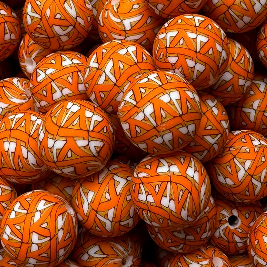 15mm Construction Orange Silicone Bead
