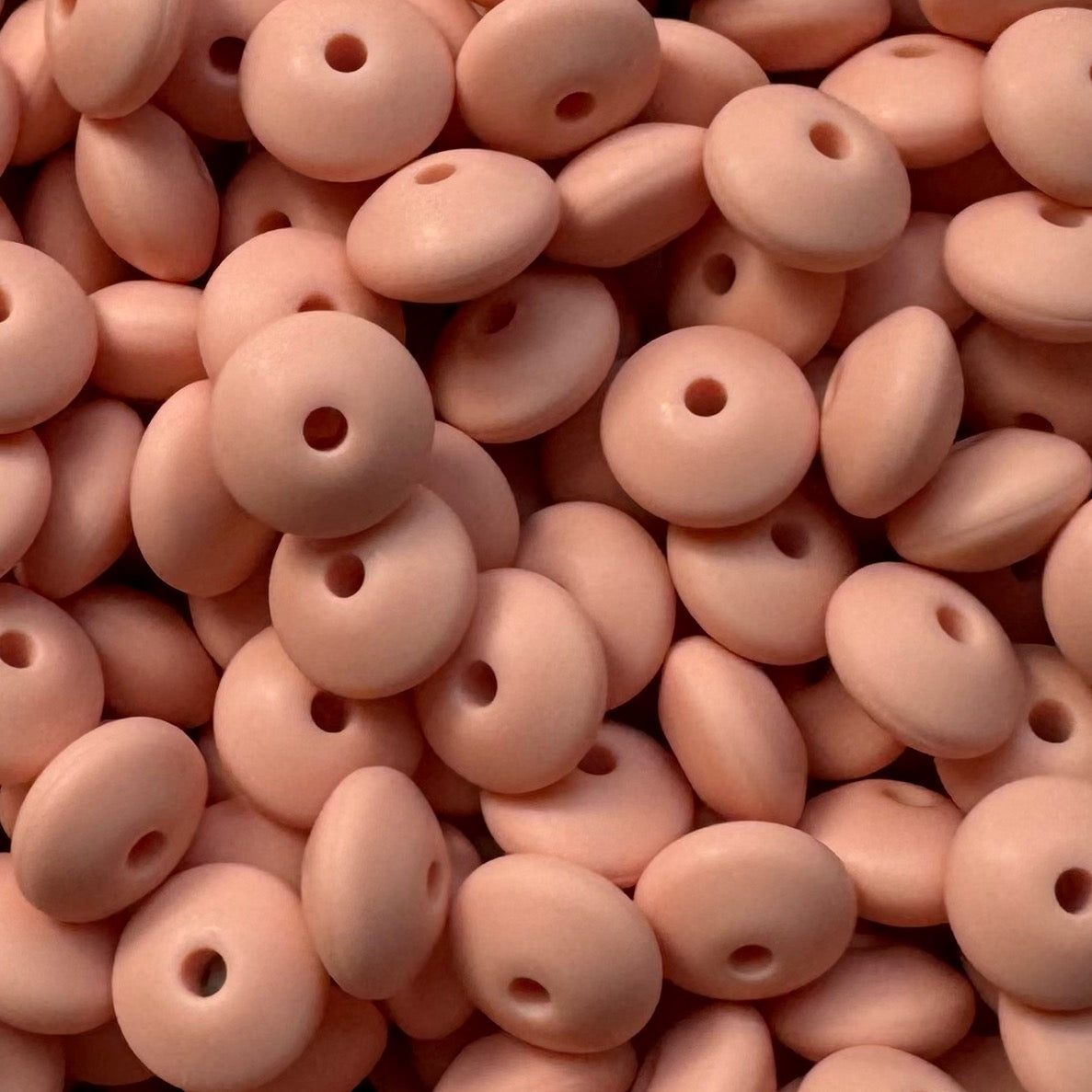 12mm Peachy Coral Silicone Lentil Bead