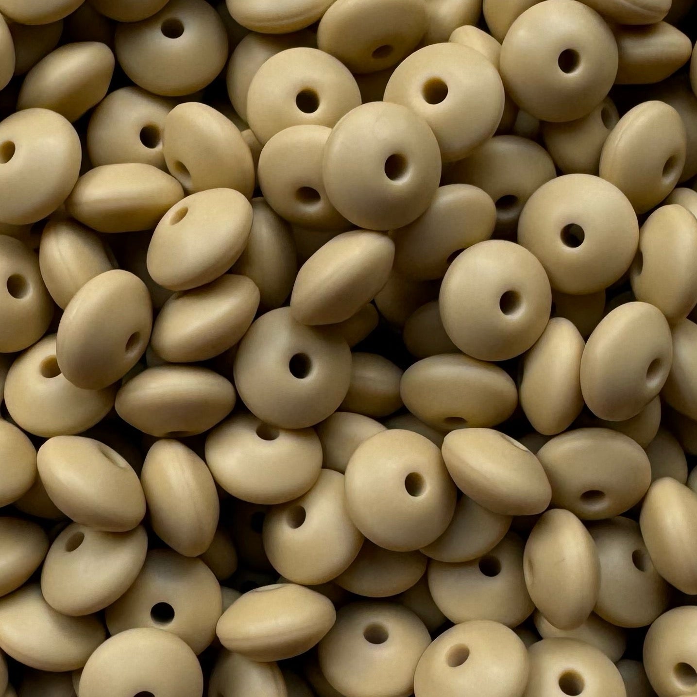 12mm Khaki Silicone Lentil Bead
