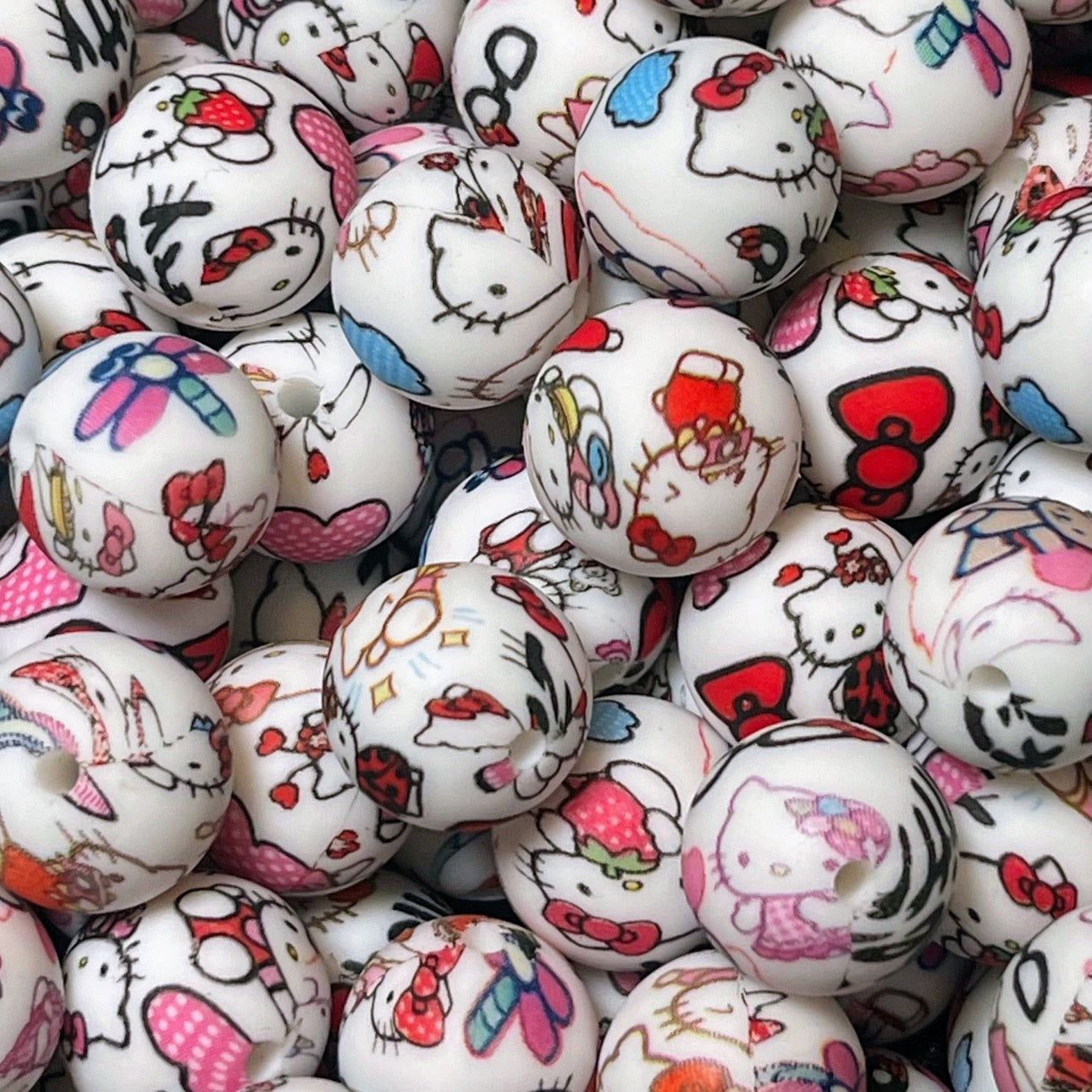 15mm Kitty Silicone Bead