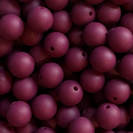 15mm Burgundy Silicone Bead