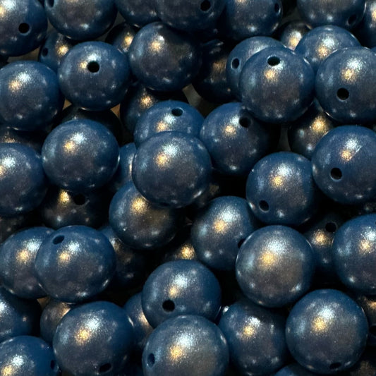 15mm Dark Navy Chameleon Silicone Bead