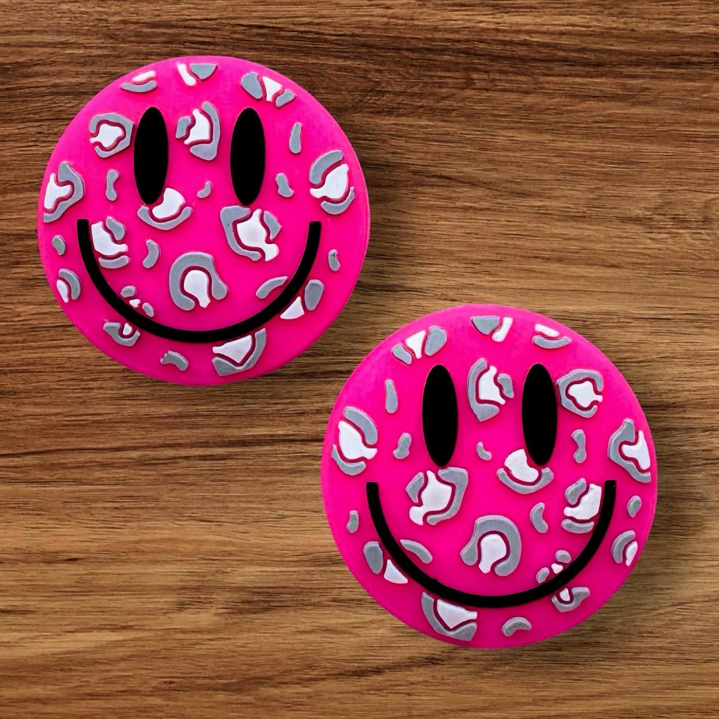 Hot Pink Animal Print Happy Face Focal
