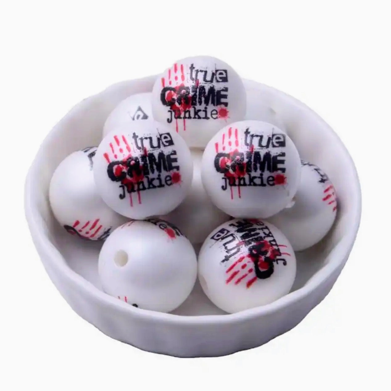 20mm True Crime Junkie Acrylic Bead