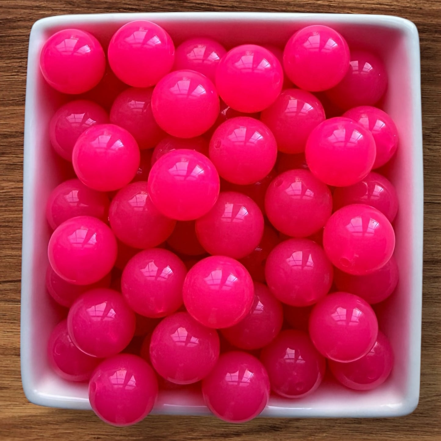16mm Hot Pink Jelly Acrylic Bead