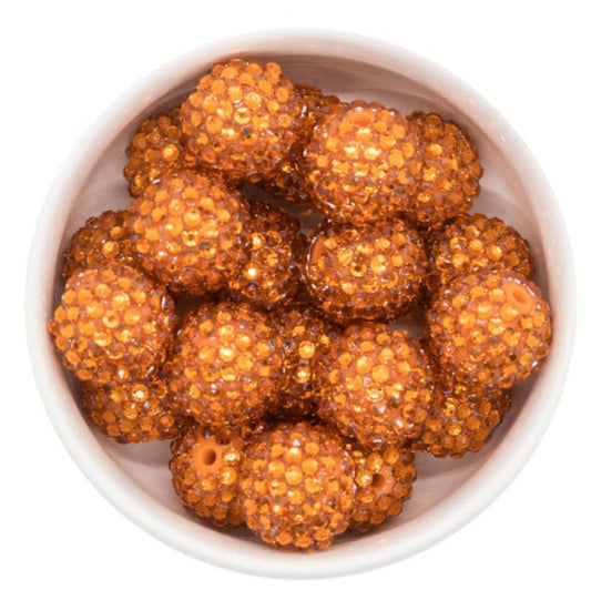 20mm Orange Rhinestone Acrylic Bead