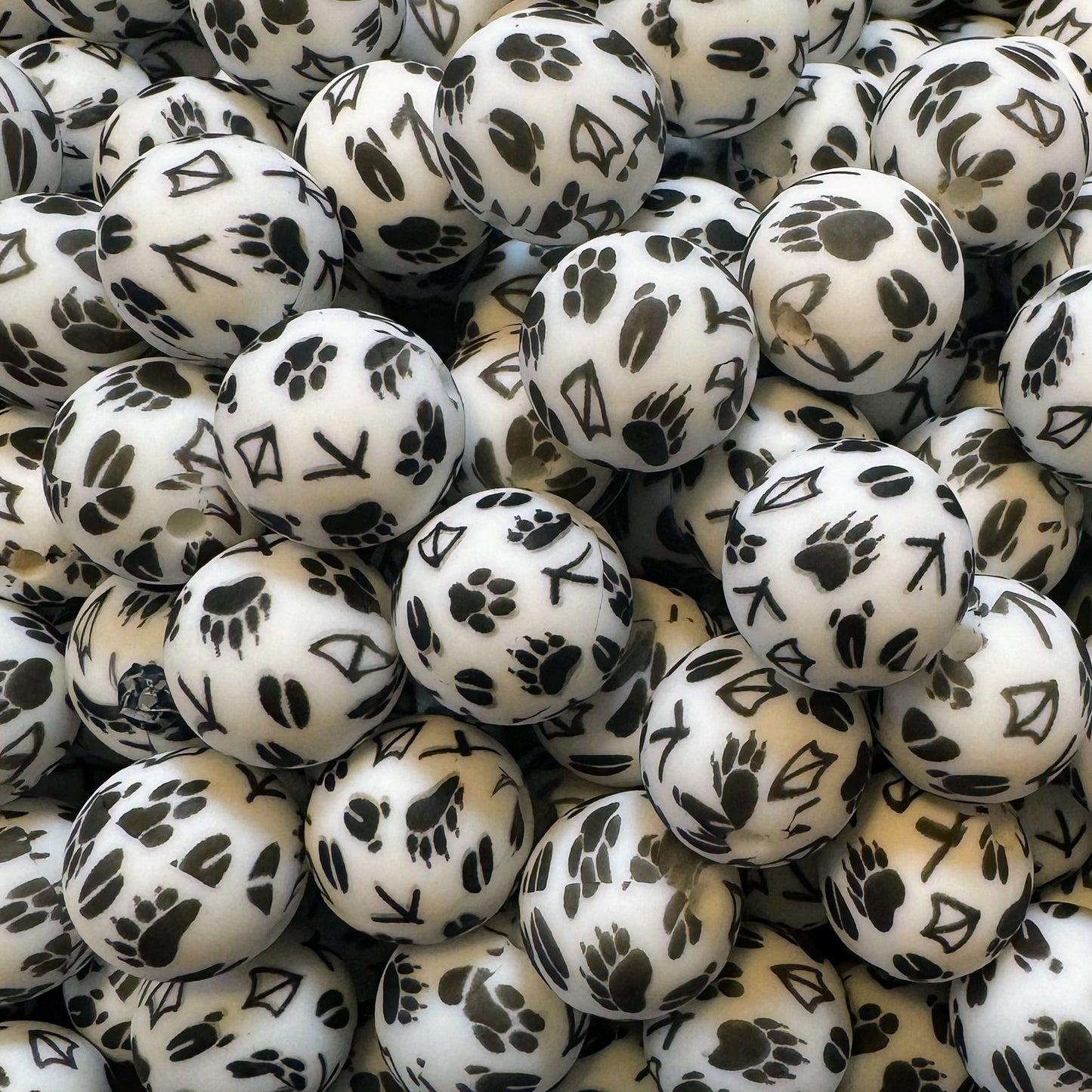 Bear Tracks 15mm Silicone Bead