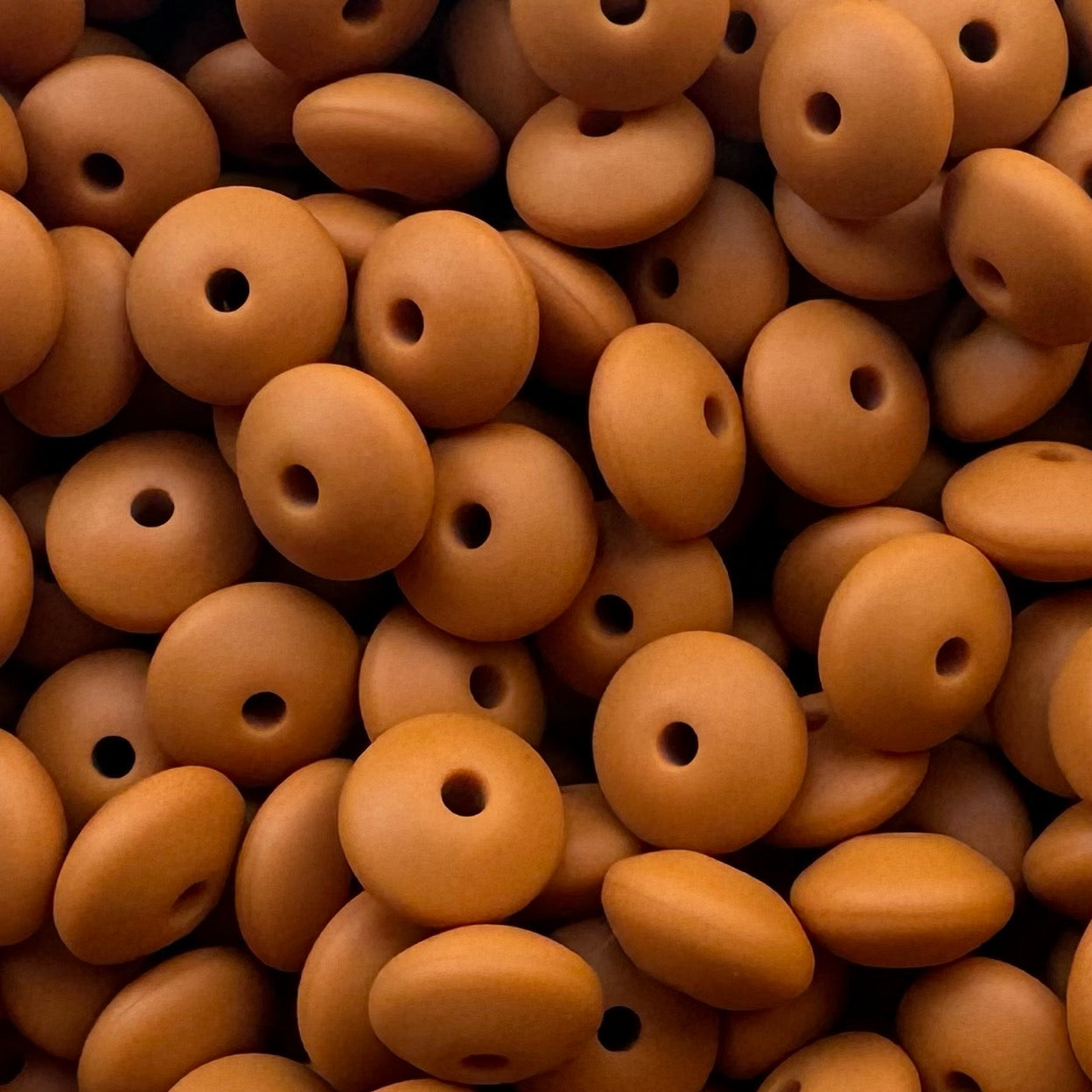 12mm Orange Brown Silicone Lentil Bead
