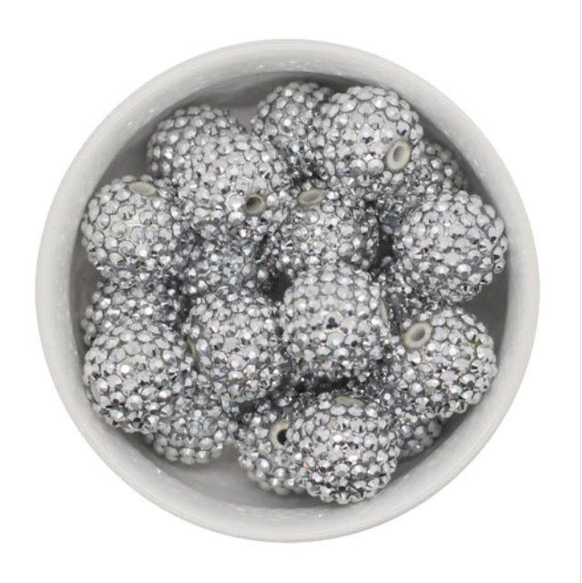 20mm Silver Rhinestone Acrylic Bead