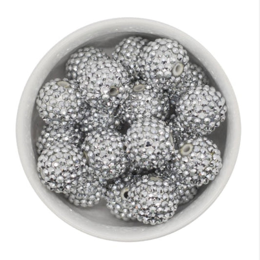 20mm Silver Rhinestone Acrylic Bead