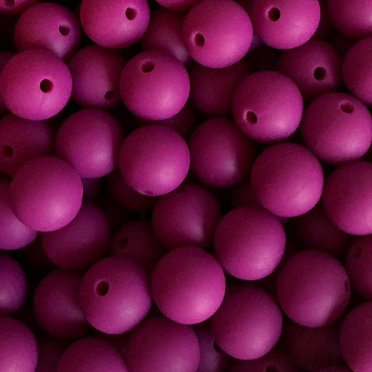 15mm Magenta Silicone Bead