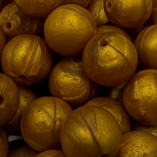 15mm Earthy Gold Silicone Bead