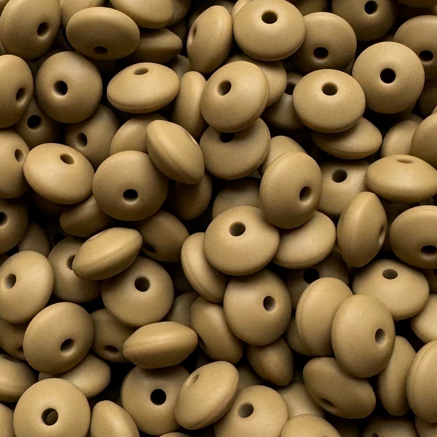 12mm Dim Oatmeal Silicone Lentil Bead