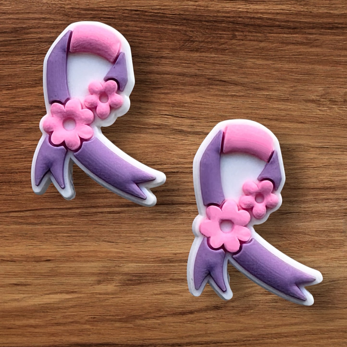 Awareness Ribbon With Flowers Focal