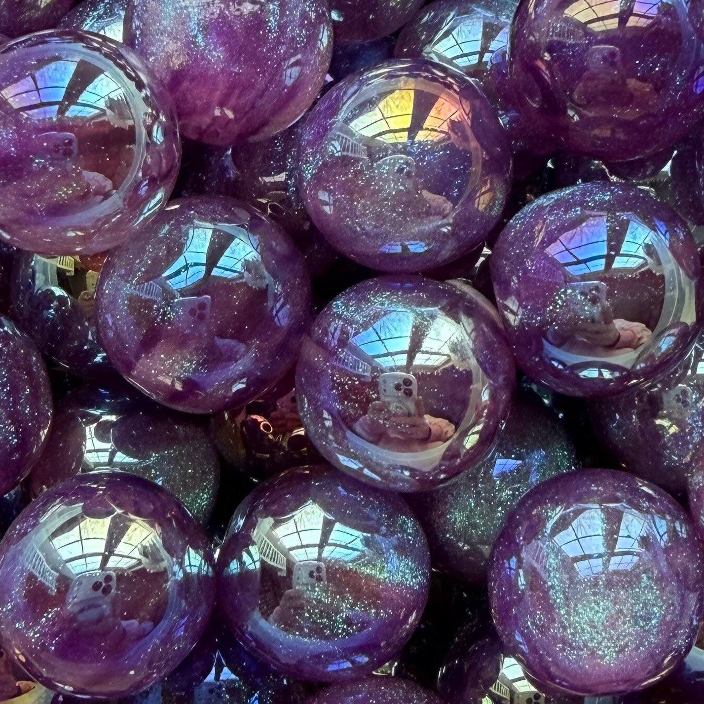 16mm Purple Haze UV Galaxy Acrylic Bead