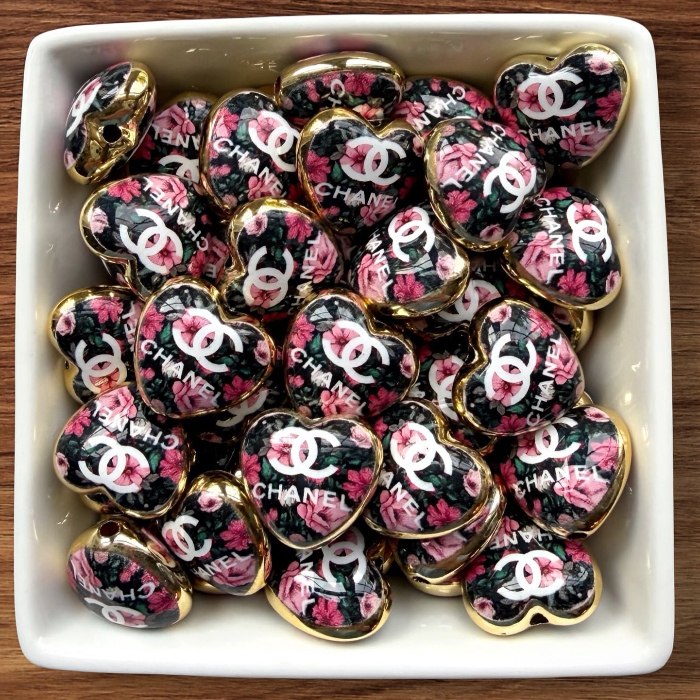 Designer Heart Acrylic Bead