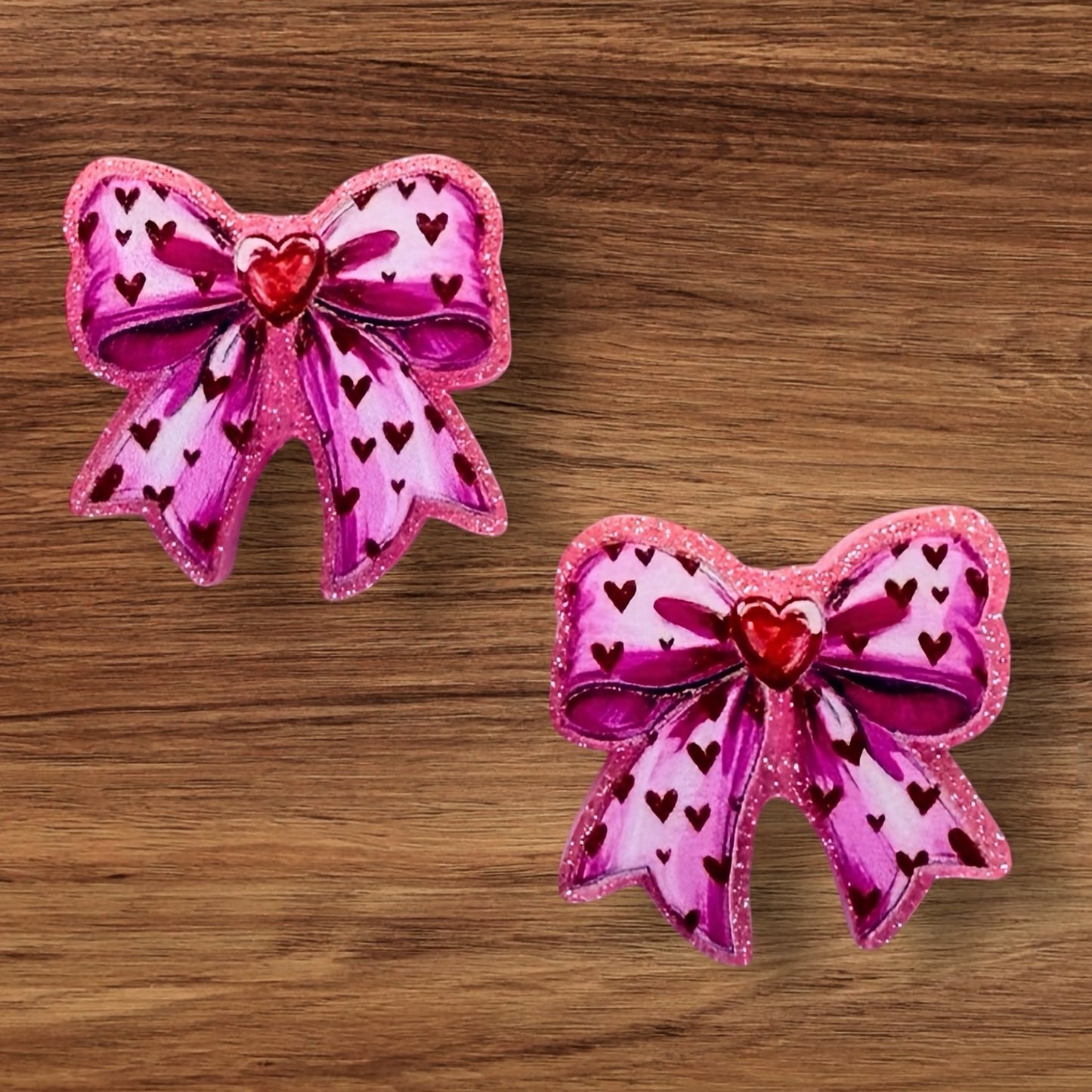 Acrylic Bow With Hearts Focal