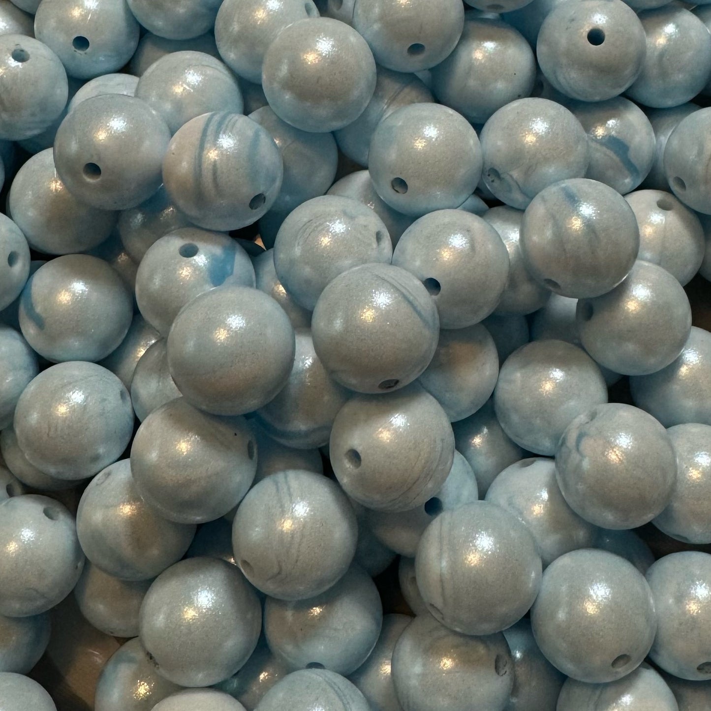 15mm Blue Marble Chameleon Silicone Bead