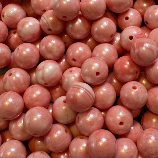 15mm Strawberry Swirl Chameleon Silicone Bead