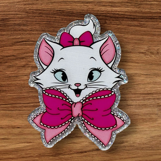 Kitty With Bow Acrylic Flatback