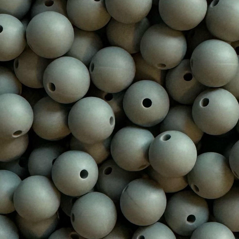 12mm Dark Grey Green Silicone Bead