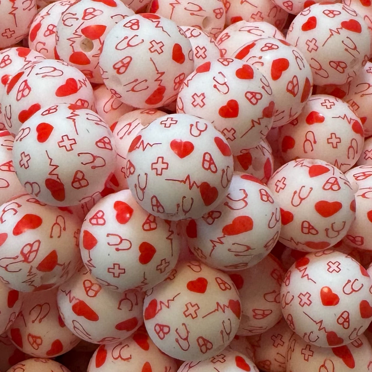 Red Nurse 15mm Silicone Bead