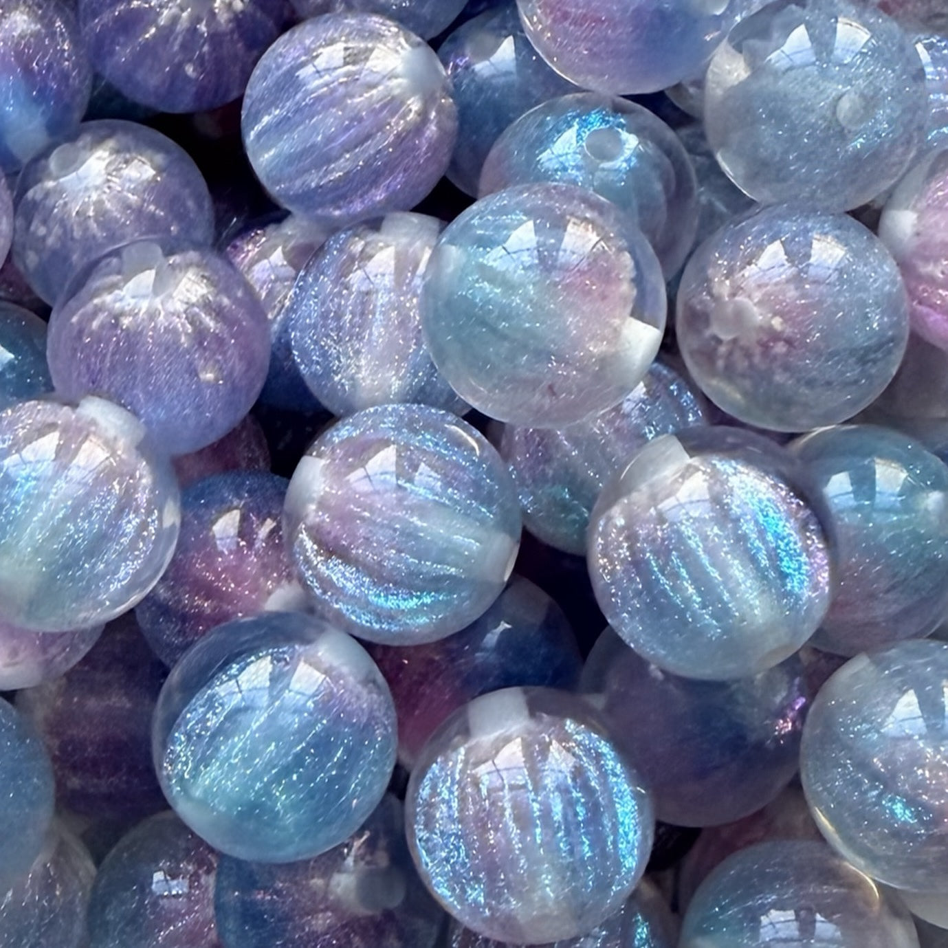 16mm Blue & Purple Holographic Acrylic Bead