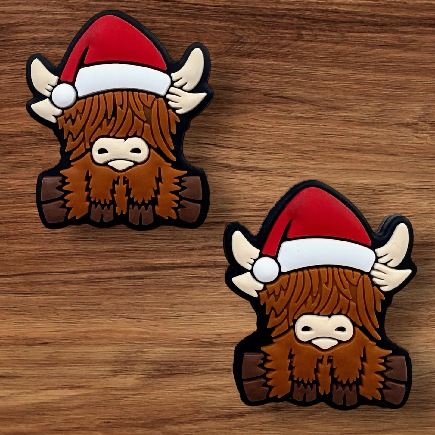 Highland Cow In Santa Hat Focal