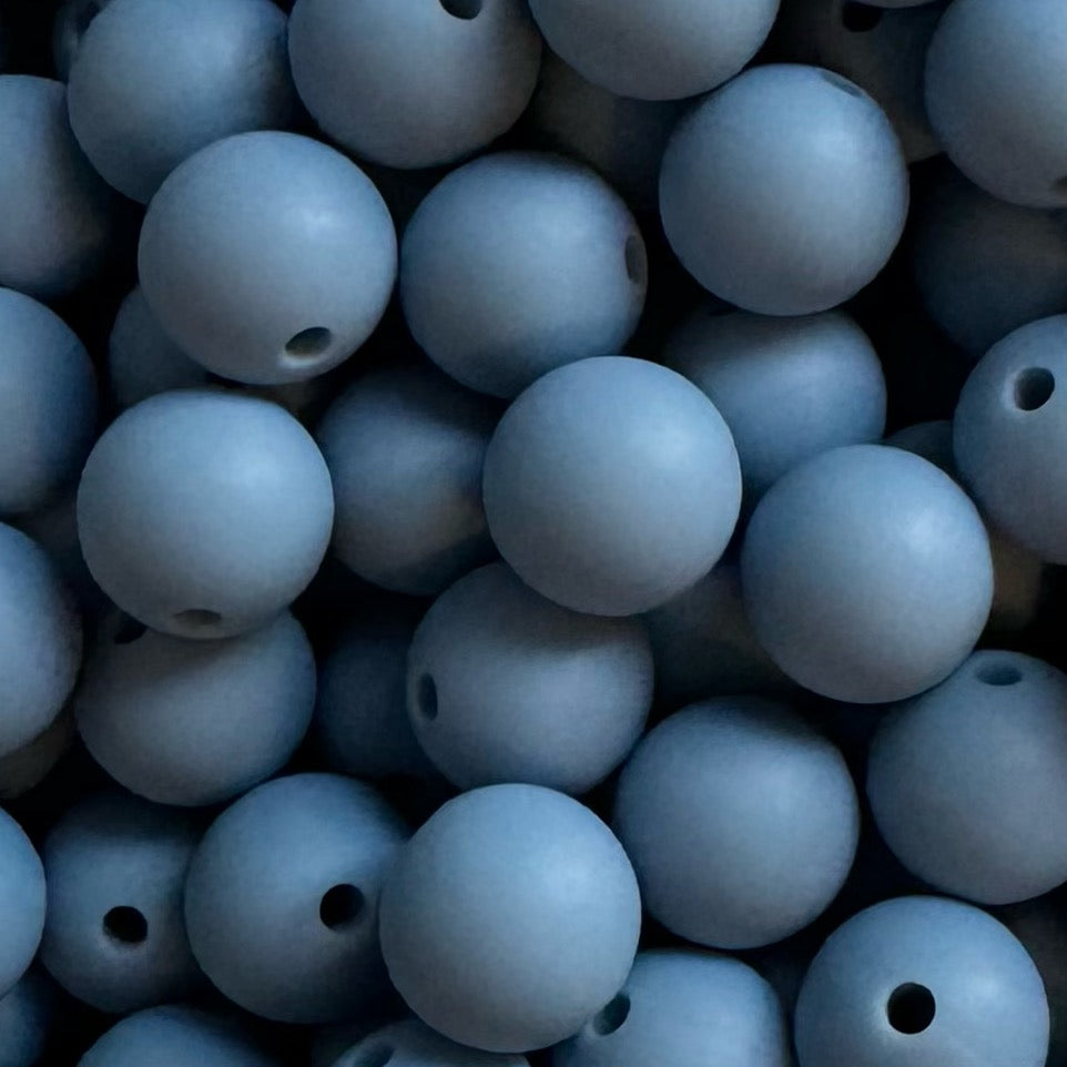 15mm Cool Blue Silicone Bead