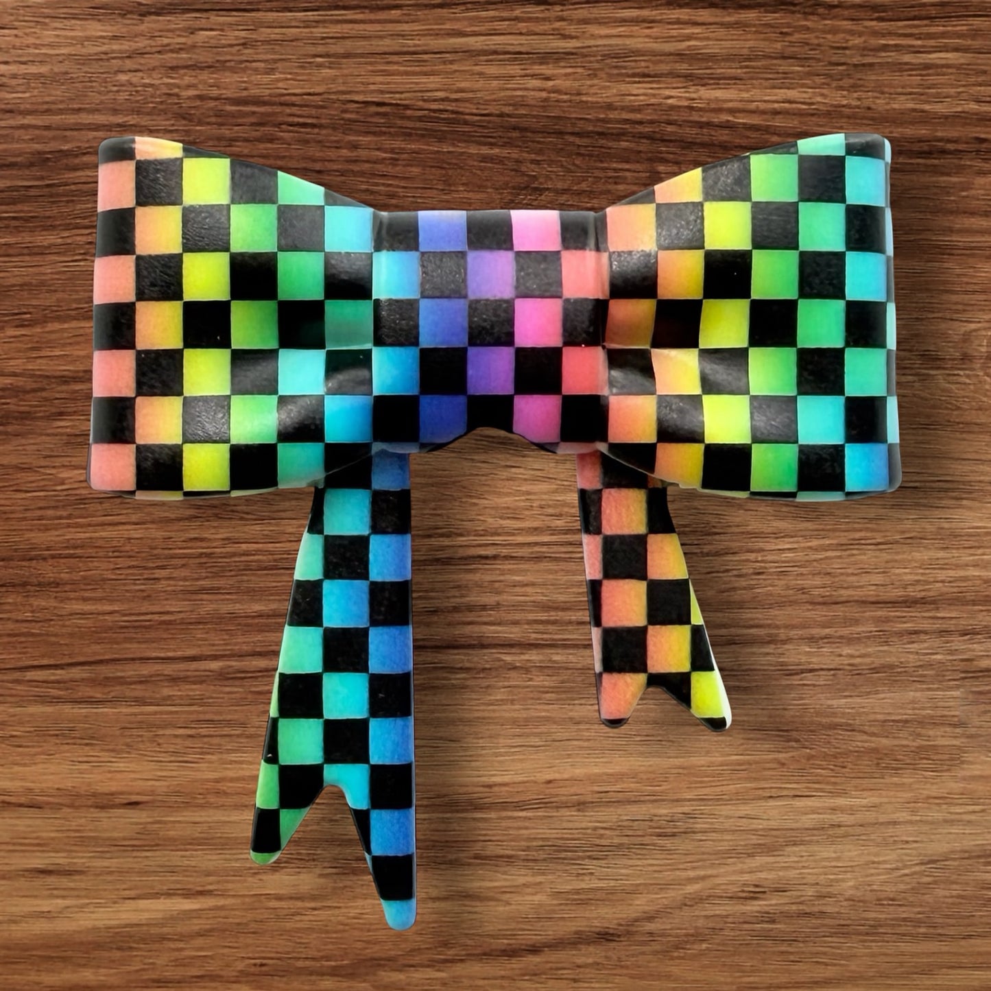 Checkered Rainbow Bow