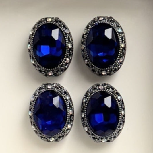 Oval Hematite Royal Blue Gemstone Bead