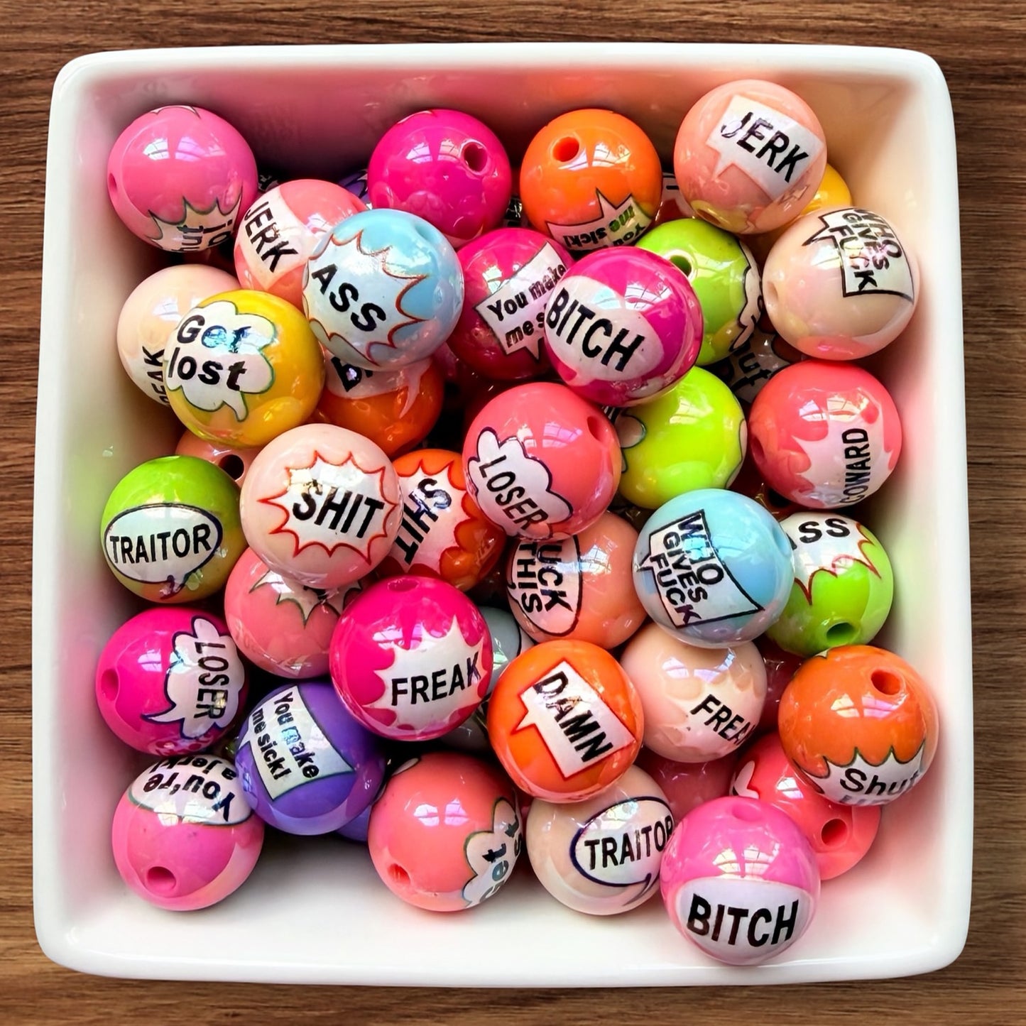 16mm Adult Humor Acrylic Bead
