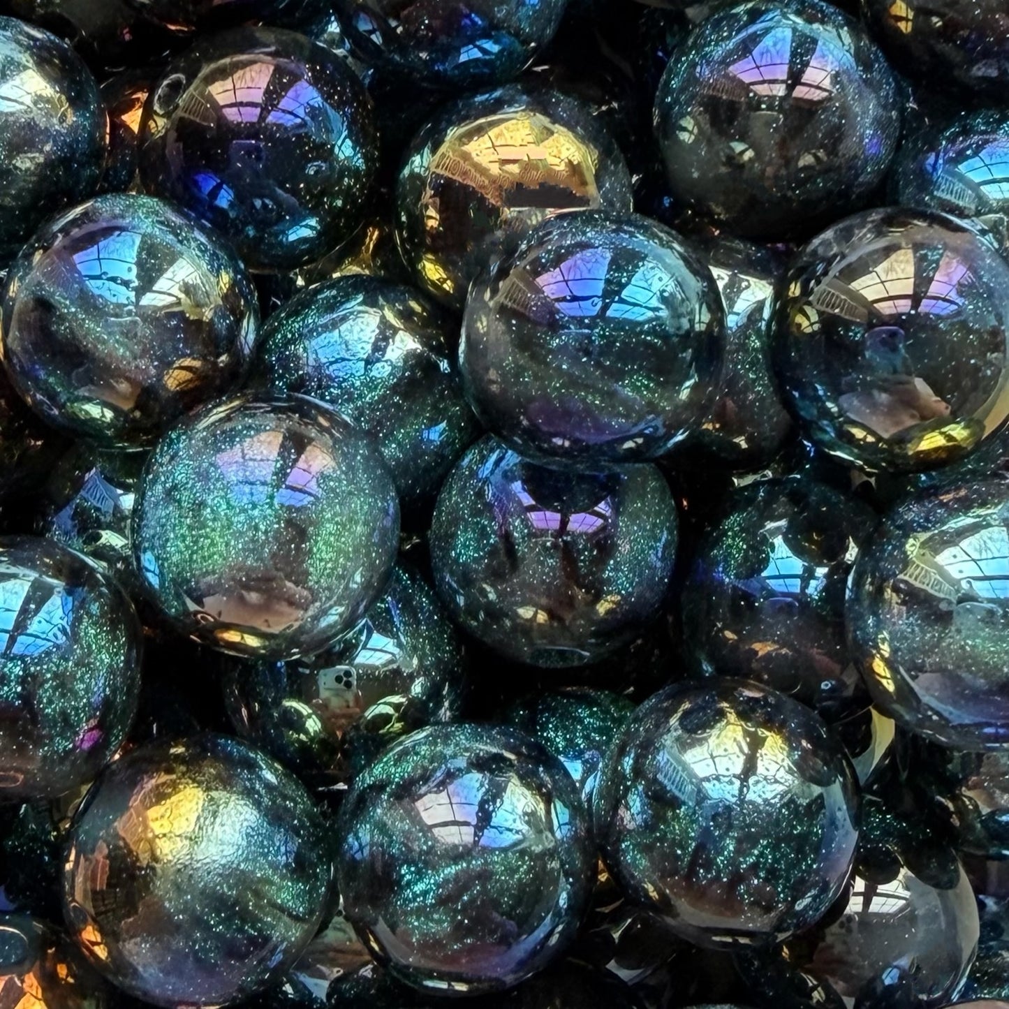 16mm Midnight Blue UV Galaxy Acrylic Bead