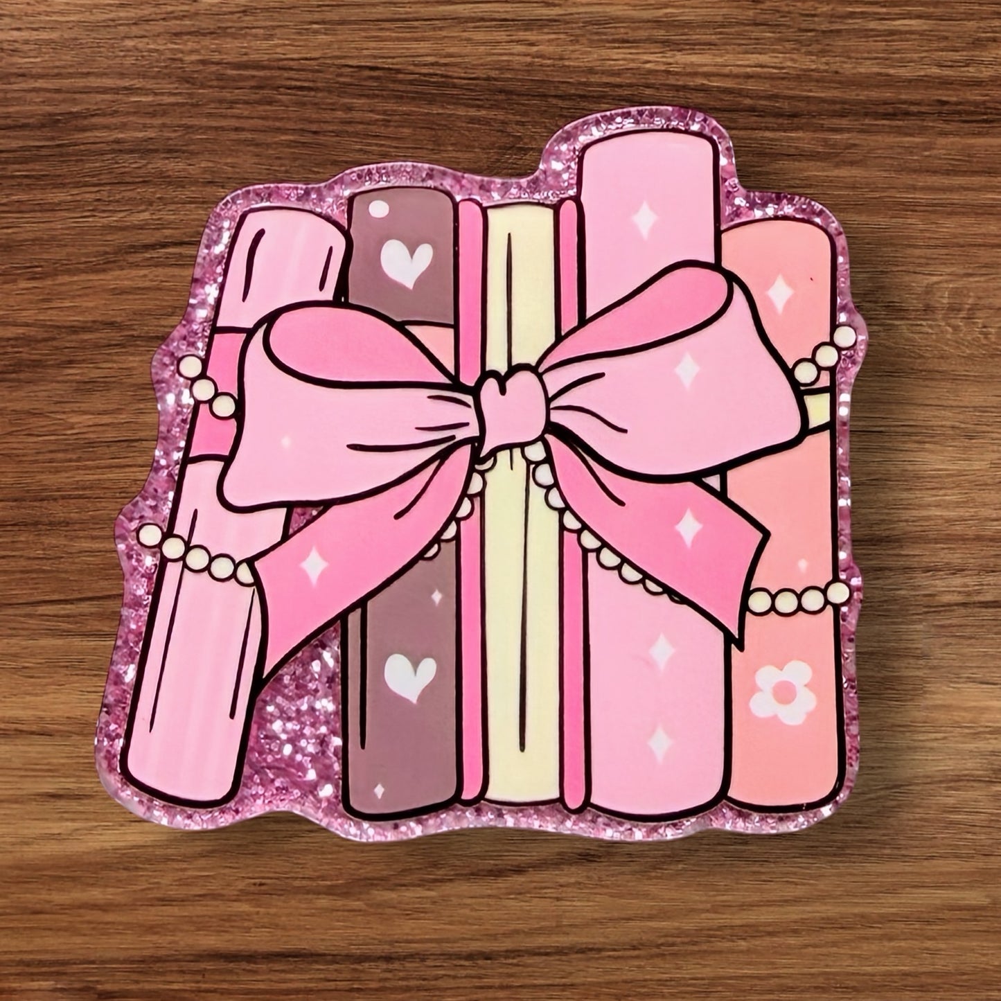 Books With Bow Acrylic Flatback