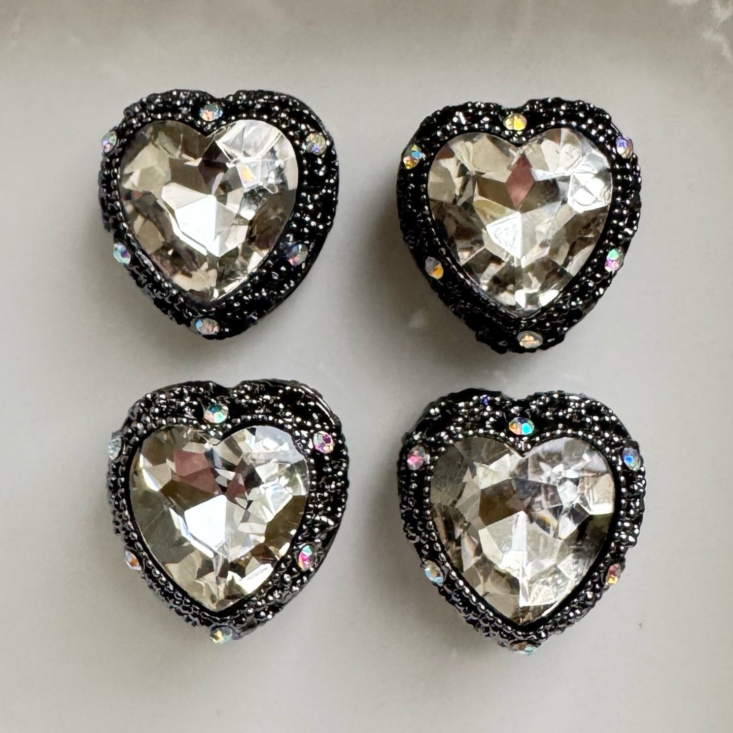 Heart Hematite Clear Gemstone Bead