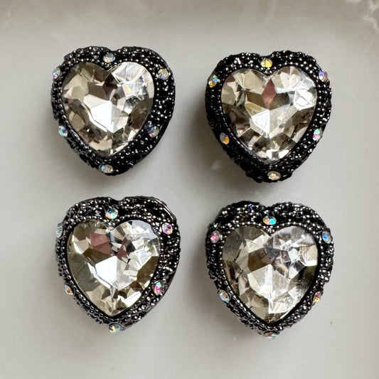 Heart Hematite Clear Gemstone Bead