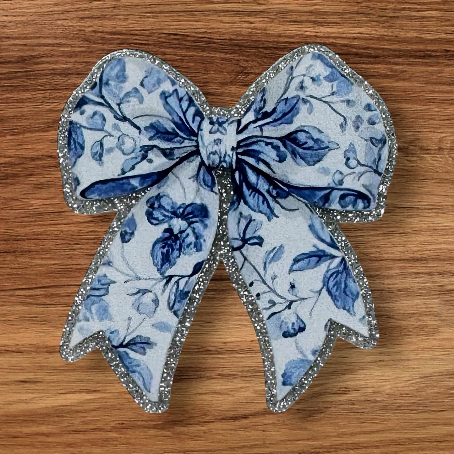Blue Floral Bow Acrylic Flatback