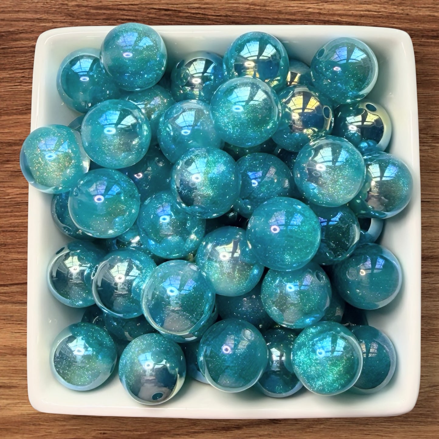 16mm UV Blue Galaxy Glitter Acrylic Bead