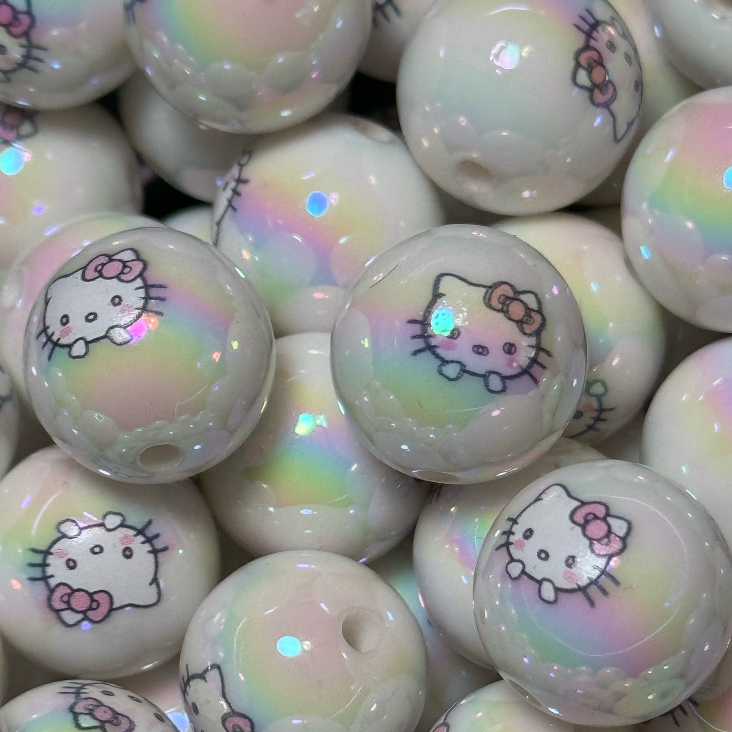 16mm Pink Kitty Acrylic Beads