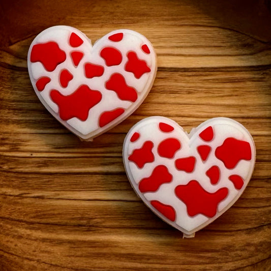 Red Cow Print Heart Focal
