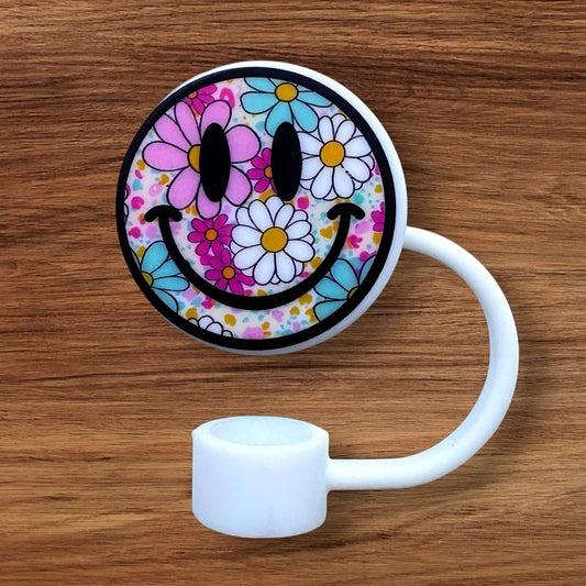 Happy Face Silicone Straw Topper (Custom)