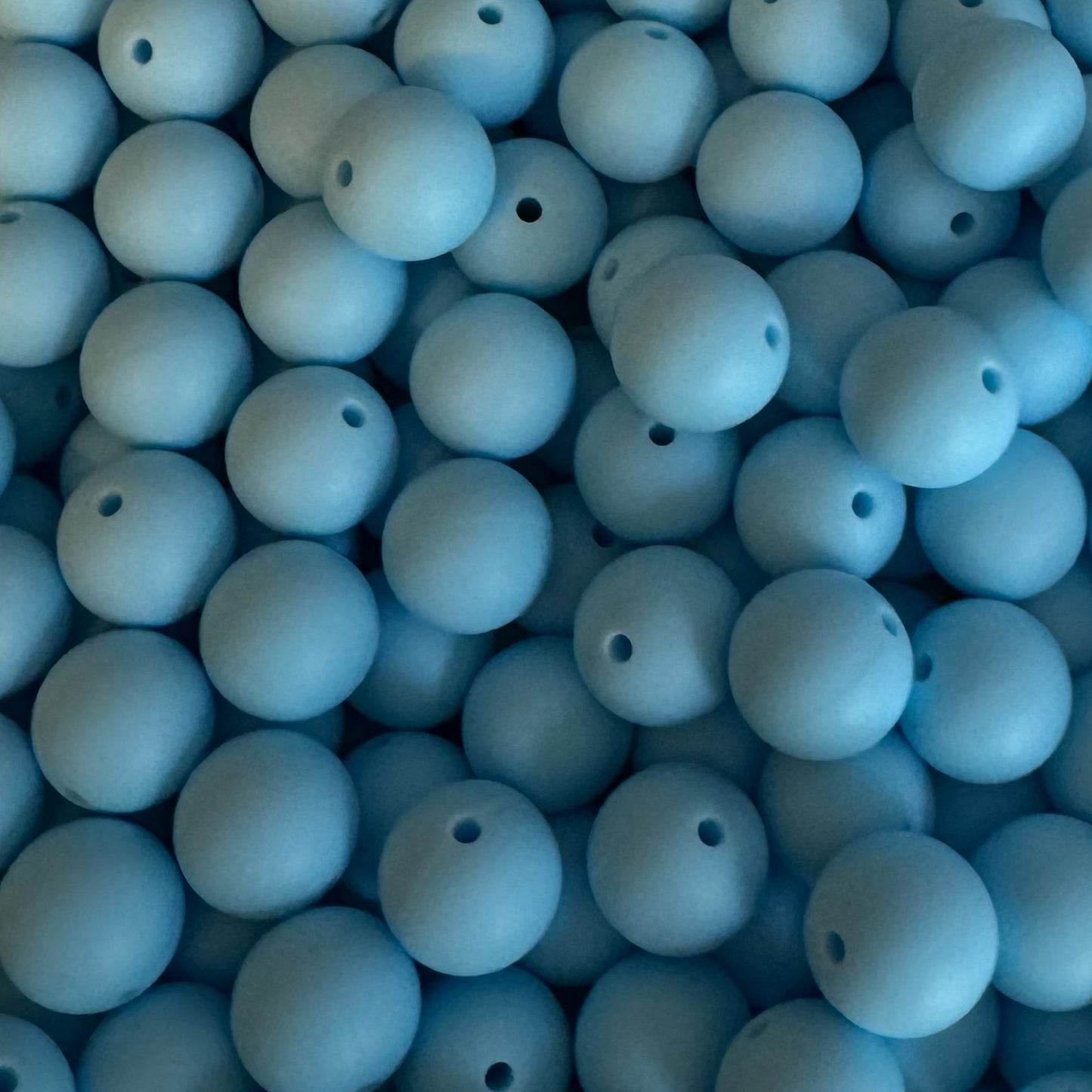 15mm Lake Blue Silicone Bead